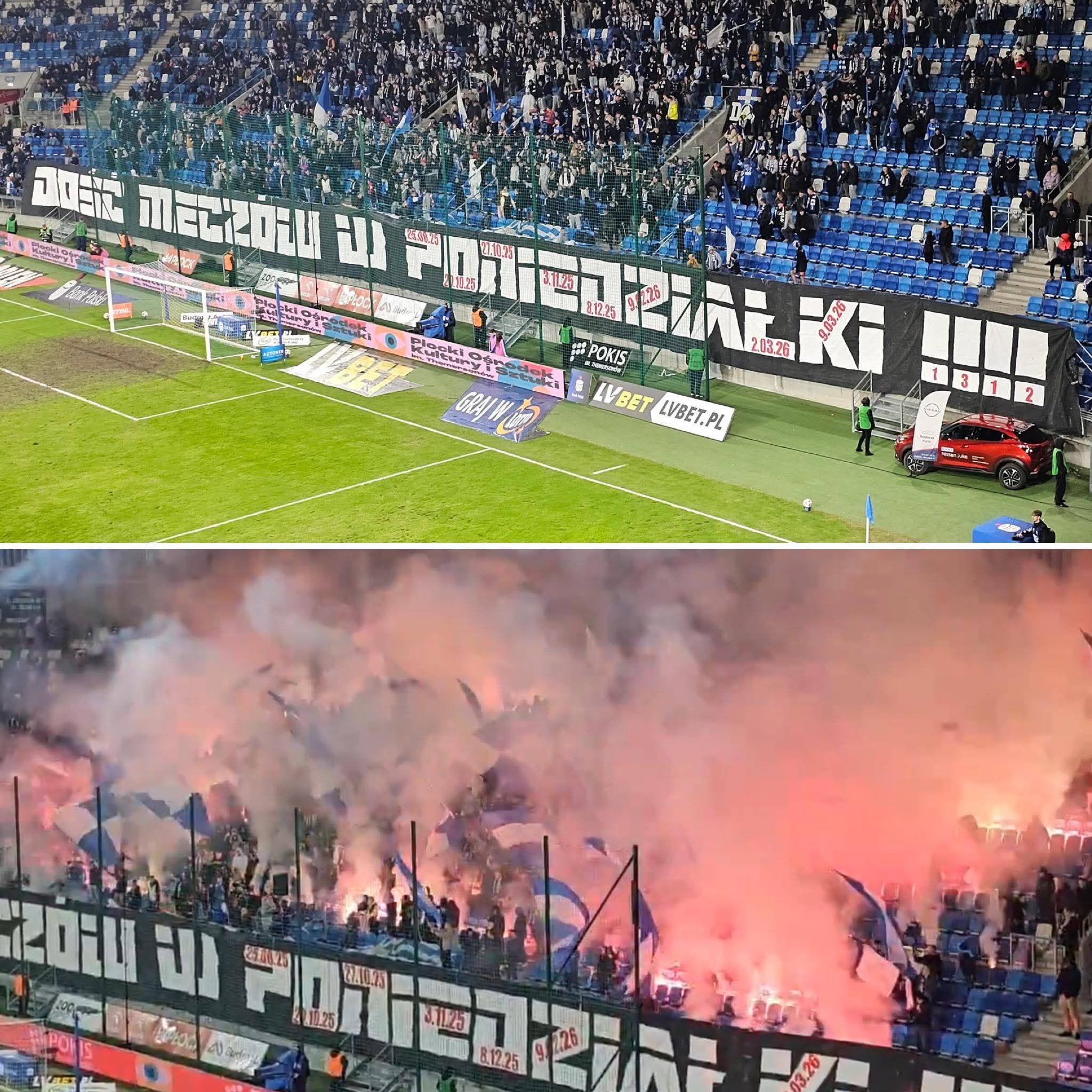 Oprawa meczowa — race i flagi Hutnika Kraków